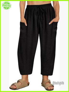 Plus Size Palazzo Harem Pants Drawstring Waist Wide Leg Casual Summer